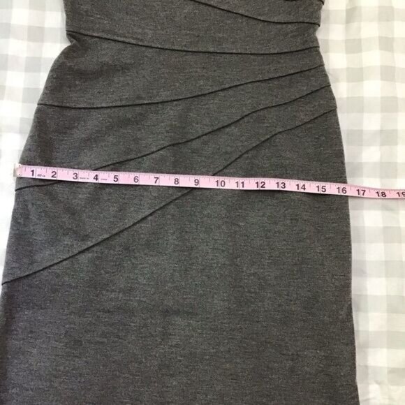 London Times sheath dress charcoal grey short sleeves slimming size 4 - Picture 11 of 13